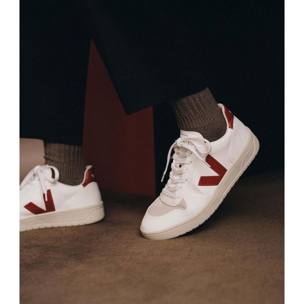 Zapatos Veja V-10 CWL Mujer White/Red | MX 578UZG